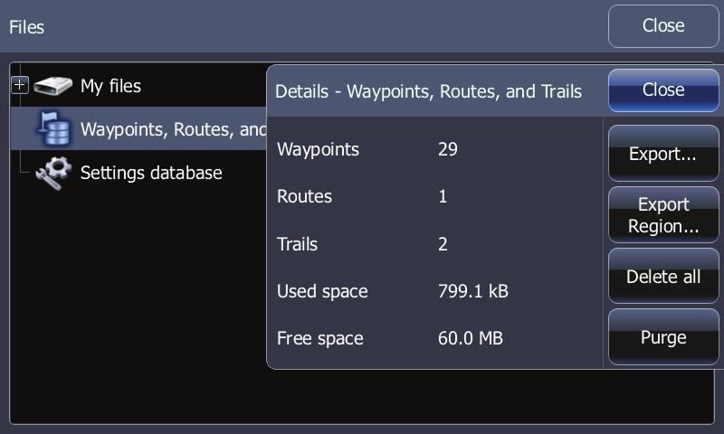 Tap Waypoints, Routes and Trails database 3.