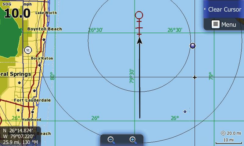 4 Chart The chart page displays your position relative to land and other chart objects.