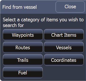 Find You can search for items on the chart by using the Find feature. Tap the desired location on the screen to search from the cursor position.