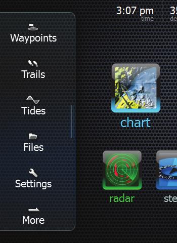 Waypoint, route and trail screens are accessed from the homescreen or by pressing and holding the Waypoint key.