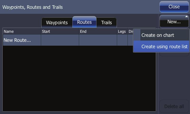 Creating routes using existing waypoints 1.