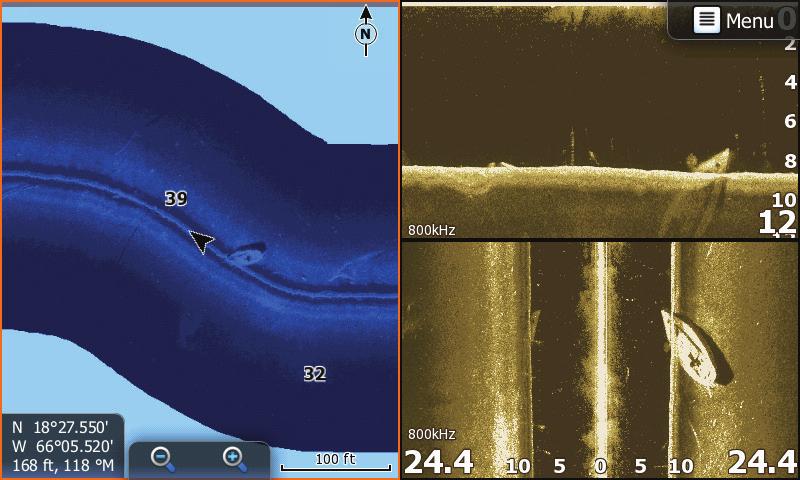 7 StructureMap StructureMap is a tool that allows you to overlay SideScan sonar returns on top of the chart, giving you a birds-eye view of underwater structure below and beside your boat.