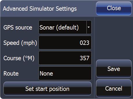 Advanced simulator settings The advanced simulator settings allow you to define how to run the simulator. When the settings are saved these will be used as default when starting the simulator mode.
