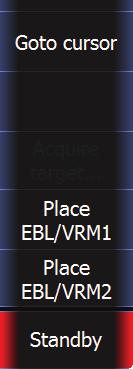 Defining an EBL/VRM marker 1. Ensure that the cursor is not active on the radar page 2. Tap EBL/VRM on the radar menu 3. Select an EBL/VRM. 4. Tap adjust to select EBL/VRM position 5.