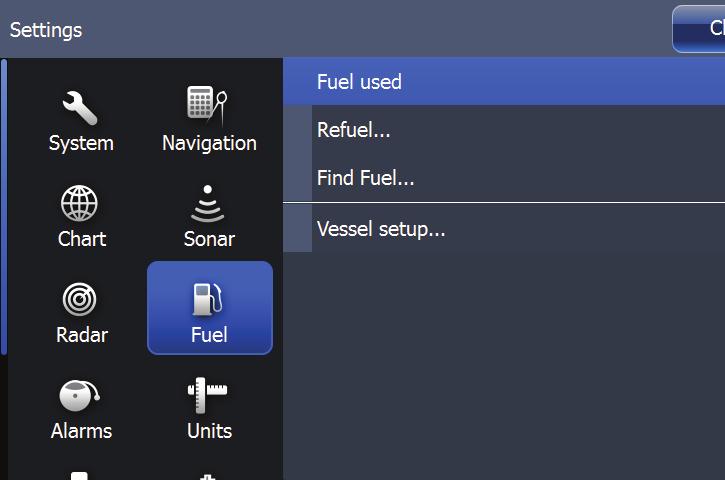 19 Fuel The fuel utility allows your unit to calculate and monitor the overall fuel performance of your vessel.