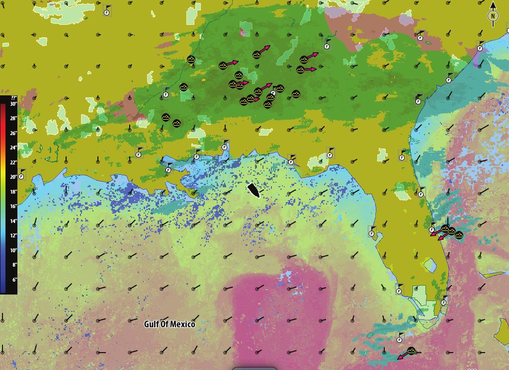 Precipitation color shading City forecast icon SST color bar