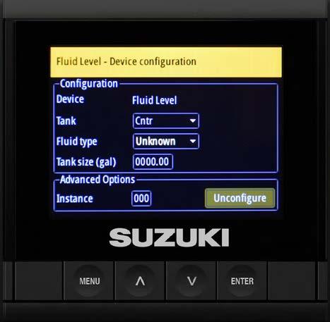 Configuring the Fluid Level Sensor 1. Use the arrow buttons to select Fluid level sensor. 2.