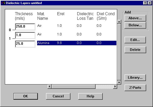 Chapter 4 Determining Cell Size 26 Click on the OK button to close the dialog box and apply the changes. The Dielectric Layers dialog box should appear similar to that shown below.