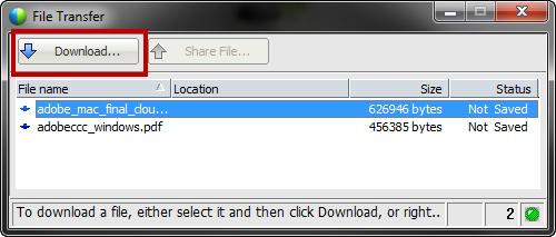 Downloading Files during a Meeting If a presenter publishes files during a meeting, the File Transfer dialog box automatically appears in your Meeting window.