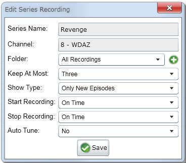 The program may also be used to search for more available airing times by selecting Find More. The scheduled recording may be removed by selecting Cancel.