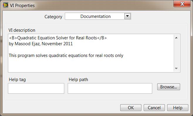 Quadratic Equation Solver for Real Roots To add a description for this design, go to FileVI Properties and choose Documentation under category.