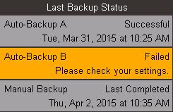 You can quickly see the status of each of your backups.