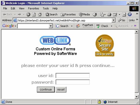 Reviewing and Processing Submitted Forms 2. In the user id field, enter your ID. In the password field, enter your password. Note: SofterWare provides you with this User ID and Password. 3.