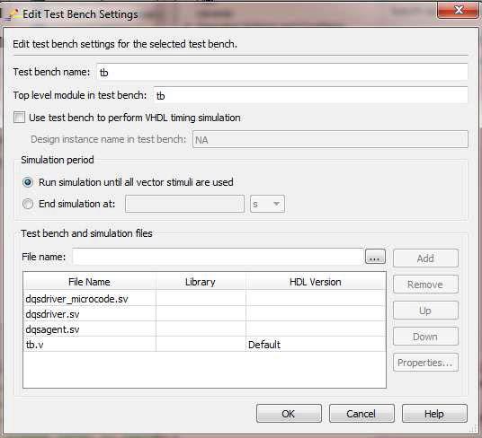 UG-01089 2017.05.08 Setting Up NativeLink and Simulation Settings 81 Figure 44: Edit Test Bench Settings Dialog Box 7. Run Analysis and Synthesis. 8. To view the simulation results, on the Tools menu, select Run Simulation Tool and then click RTL Simulation.