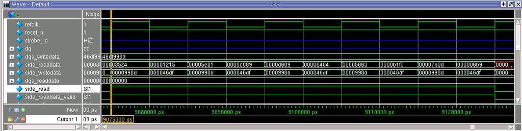 The write_oe_in signal is held high throughout the five sets of valid write_data_in, which is between 8.935 ms and 8.955 ms.