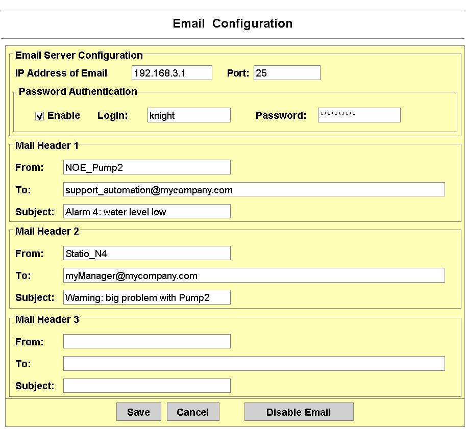Configuration Parameters Configuration of the Electronic Mail Notification Service (SMTP) Configuring the Mail Service with the Email Configuration