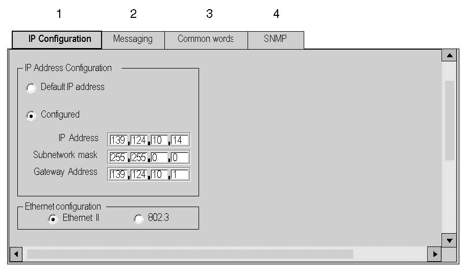 TSX ETY 110 Module Configuration Screen Introduction This screen, separated into six zones, is used to declare the communication channel and to configure the necessary parameters for an Ethernet port.