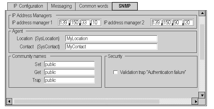TSX ETY 110 Configuration of SNMP (TSX ETY 110) Introduction In order to use the TSX ETY 110 module as an SNMP agent, it is necessary to set the SNMP configuration parameters.
