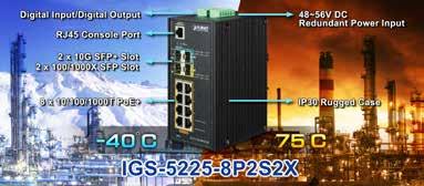 management and setup 802.3at + & 10G Uplink DIN-rail Solution for Harsh Industrial Environment PLANET is the smallest 10G uplink managed switch in the industrial networking industry.