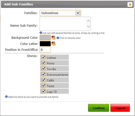 18 Add Sub Families In Sub Families window (see previous Chapter) select the Family where you wish to add the Sub Family and click on "Add" Sub Family name Type the description you want to give the