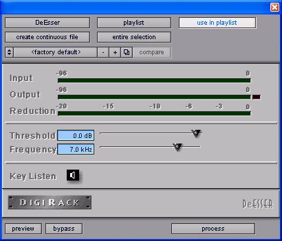 Gate II AudioSuite plug-in Limiter II AudioSuite plug-in DeEsser