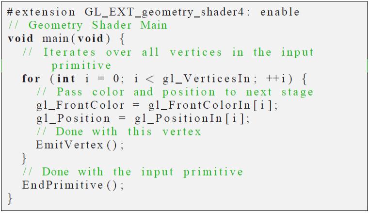 Geometry Shader (2) Pass-through example Pass through