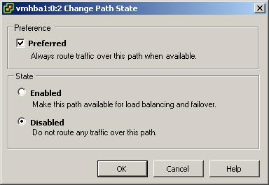 ESX Server 3 Configuration Guide Disabling Paths To temporarily disable paths for maintenance or any other reasons, use the VI Client.