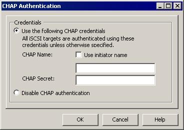Chapter 10 Securing an ESX Server 3 Configuration 5 Click Use the following CHAP credentials.