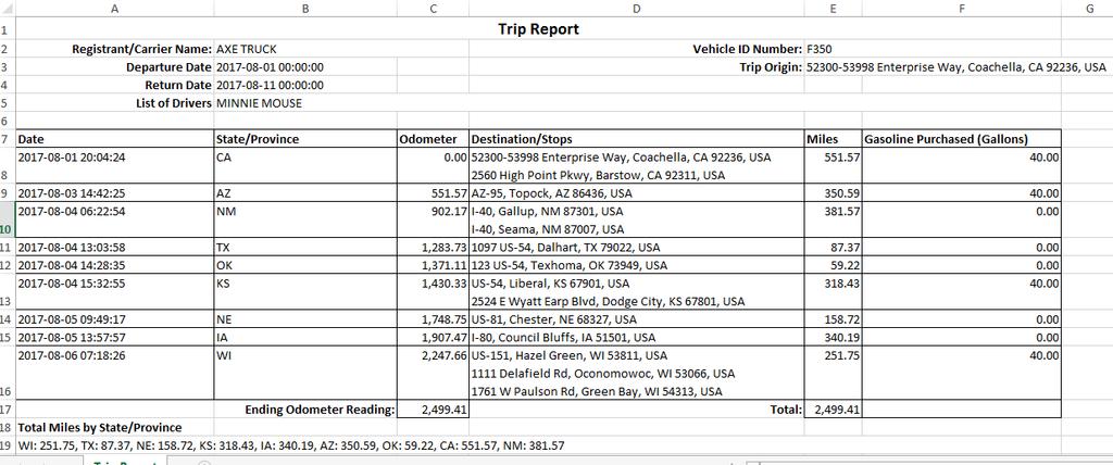 3.18.5.3 View trips From the main Trip menu, select a data range by clicking in the calendar or choosing specific dates.