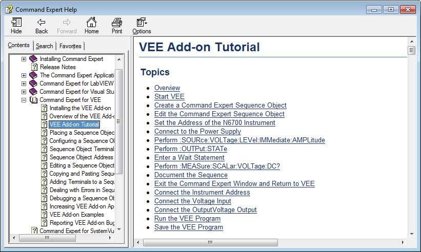 Where to Go Next An easy way to get started using Command Expert with VEE Pro is to browse through the example folders and select an example that is similar to your test and measurement application.