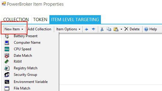 3. Click the New Item option 4. Select Security Group. You may select as many items as necessary.