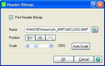 5 Select Bitmaps > Header or Background to add a bitmap.