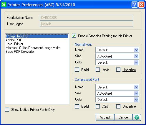 Defining Formats for Standard Reports 7 Select Library Master Setup menu > Printer Preferences. NOTE The properties defined for each printer affect only standard reports and forms.