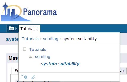 To change the permissions on the system suitability folder, first, make sure that you are on the system suitability folder page. If not, hover over your project name (e.g. Tutorials) in the menu bar below the Panorama icon and click the system suitability folder as shown in the image below.