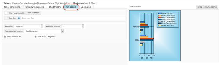 Chart Options tab. 16. Click on the Chart Options tab. 17. Choose Bar from the type drop down menu 18.