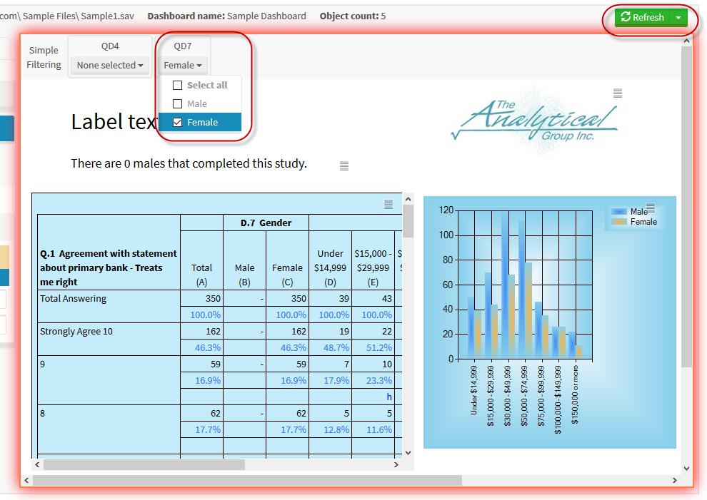 The Analytical Group, Inc. WinCross Executive 1 Getting Started 59 15. Once added you can now apply the filters to your dashboard.