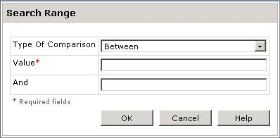 editor. To access the editor, click the Search Range button to the right of the index field search criteria text box. Figure 104.