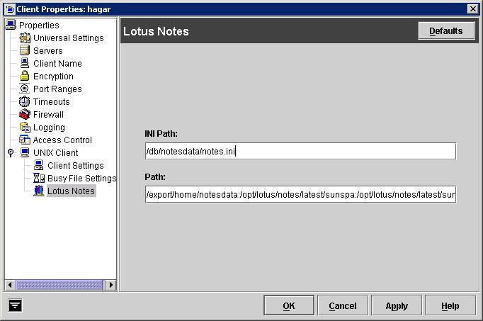 Defining the Client Properties for a Lotus Notes Client 8. Click OK to save your changes. Defining the Lotus Notes Variables in the bp.