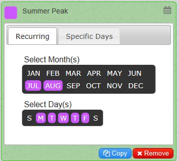 Your new program is added to the My Programs section of the screen 5. Click on the Recurring tab and select the months and days applicable to your program.