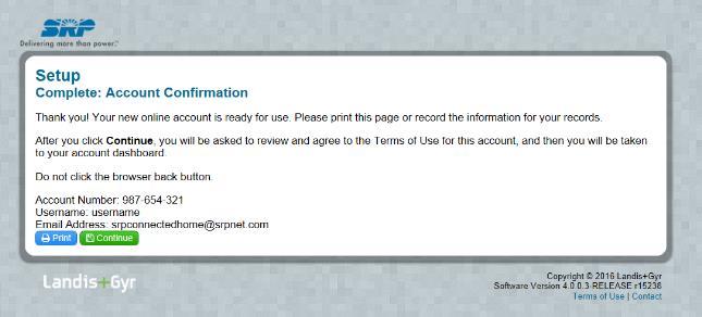 6. Next, the Account Confirmation page is displayed.