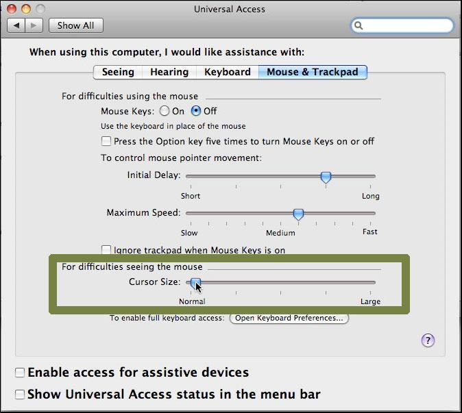 Step 4. Use your mouse to click on the Mouse tab or press Control and F7 and then the right arrow key to highlight the Mouse tab and then press the spacebar. Step 5.