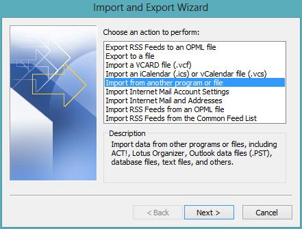 Import/Export Contacts - 2010 File > Open & Export > Import/Export Import and