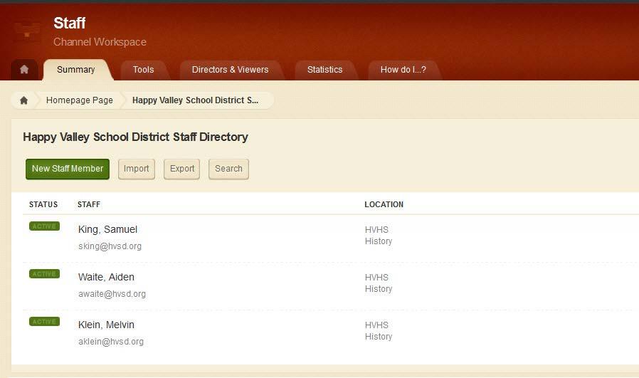 Staff Directory Blackboard Web Community Manager Export Staff Records Use Export to create a CSV file that contains all the staff records from your Staff Directory App.