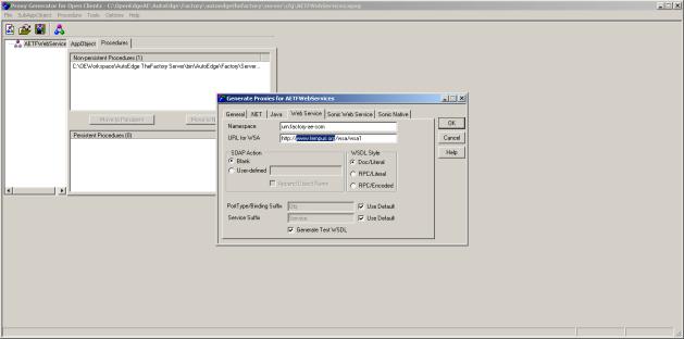 When I m done defining the Web service proxy, and click OK, the proxy is generated into the cfg