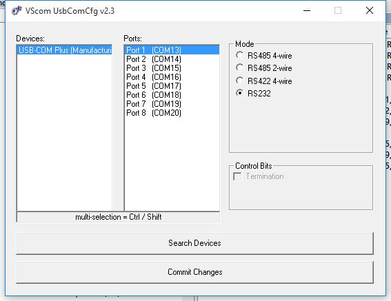 4 Hardware Configuration Figure 20: One USB-8COM Plus detected The left pane displays all devices detected by the search.