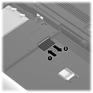 2. Remove the SIM (2) from the SIM slot. Install the SIM by inserting it into the SIM slot until you hear a click. Mass storage device NOTE: The mass storage device spare part kit includes a bracket.
