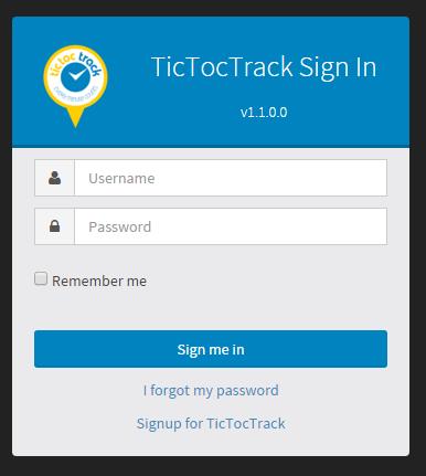 Login to TicTocTrack Monitoring Platform After signing up, you can now login using your full email address as the username and password that you chose at the checkout. 1. Visit http://www.tracker.