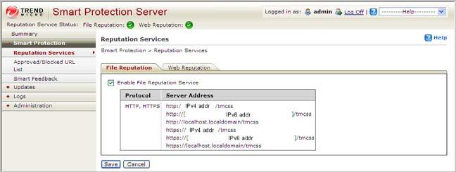 Trend Micro Smart Protection Server 2.5 Administrator s Guide Using Smart Protection This version of Smart Protection Server includes File Reputation and Web Reputation services.