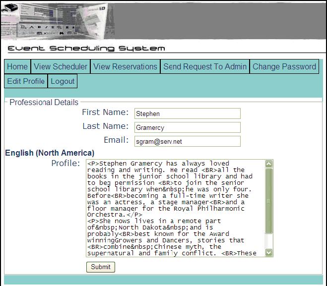 The Professional Edit Profile Page Figure 2-18 Professionals Edit Profile Page Professionals can edit their profile settings through the Professional Edit Profile Page (Figure 2-18), accessible