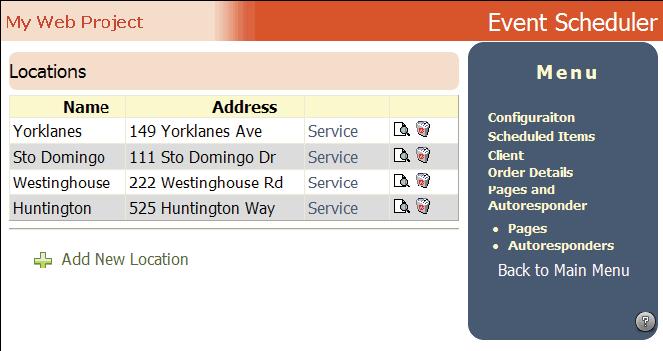 Section 5: Managing Locations Figure 5-1 The Locations Page The Locations Page (Figure 5-1) allows you to create and manage different locations and associate services for each location.